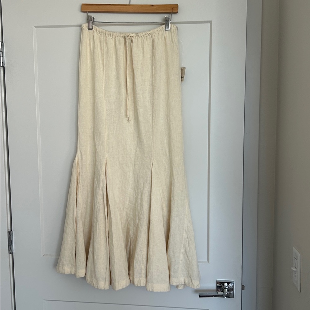 NWT Free People Light Cream Maxi Skirt with Drawstring Waist - Picture 5 of 12